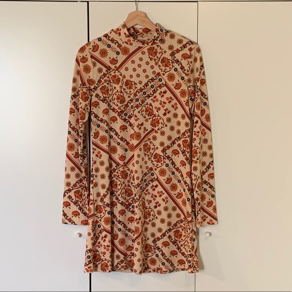 70’s Style Mock-Neck Swing Dress